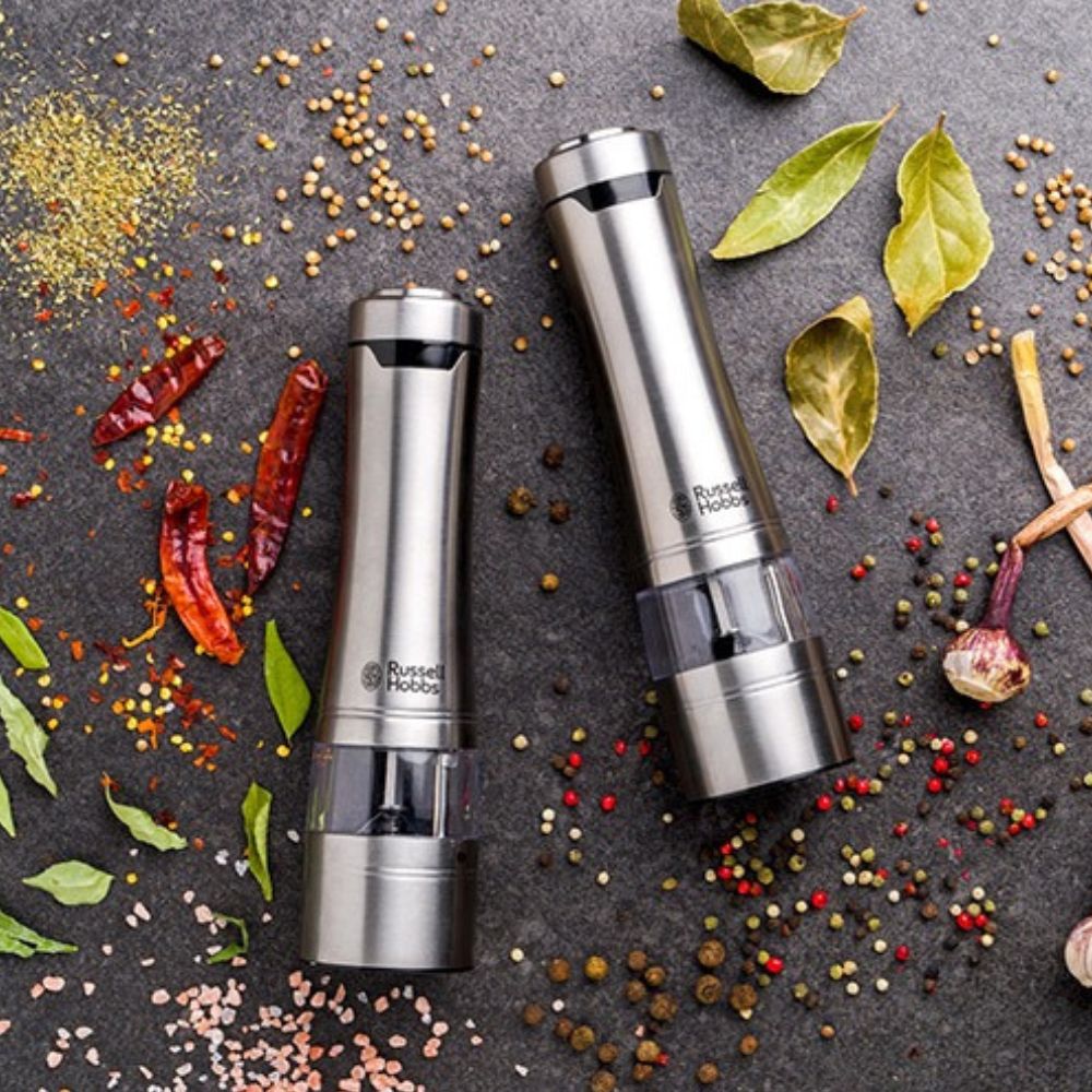 Russell Hobbs Salt & Pepper Mills - Brushed Stainless Steel - RHPK4000