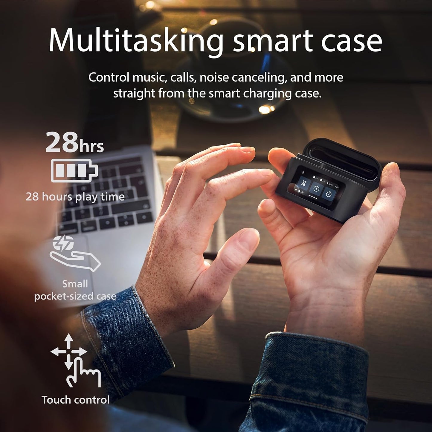 Philips TAT6000BK True Wireless Earbuds with Smart Charging Case, Noise Cancelling
