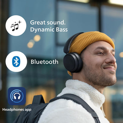 PHILIPS TAH5209BK/00 Lightweight On Ear Wireless Bluetooth Headphones with Passive Noise Isolation - 65 Hours Play Time, Natural Sound, Clear Calls, Dynamic Bass, 2 Hours USB-C Charging