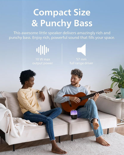 Philips S2108 Portable Bluetooth Speaker,Wireless Speakers with Punchy Bass,7 H Battery,TWS Pairing,Support Stereo Sound,Bluetooth 5.3 or TF Card,10W Output Power,Lighting Modes,Compact