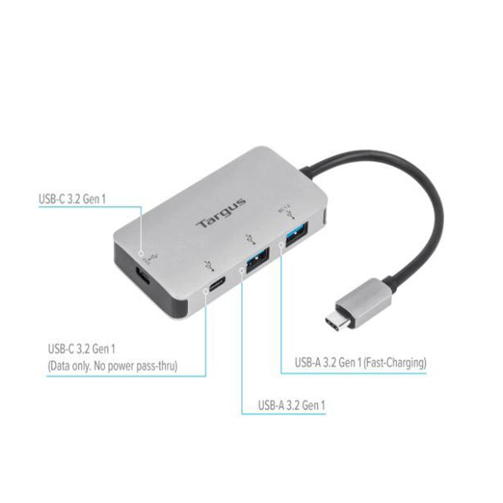 Targus ACH228AP USB-C Multi-Port Hub with 2x USB-A and 2x USB-C Ports with 100W PD Pass-Thru